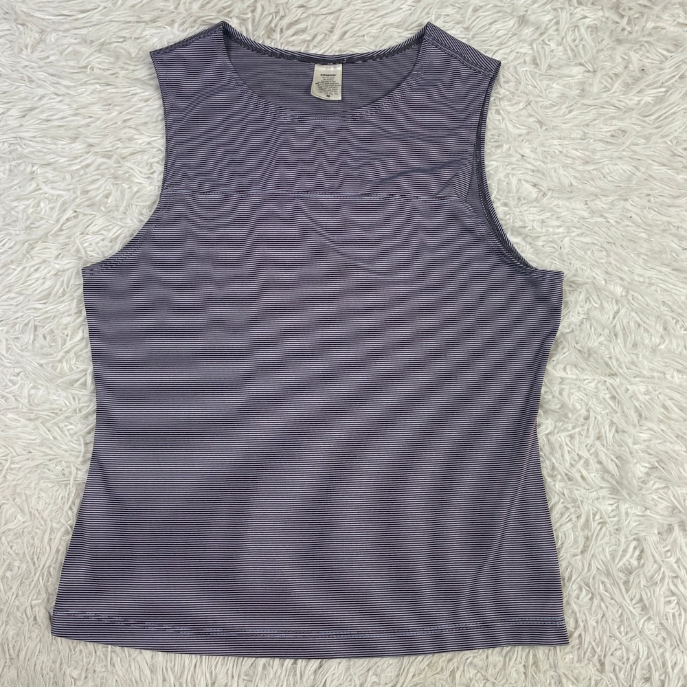 VTG Patagonia Shirt Womens Medium Purple Striped Tank Top Lightweight Breathable